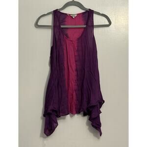 Y2K/2000s GUESS Women's Sheer TieDye Purple and Pink Tank Top Racerback - Size M